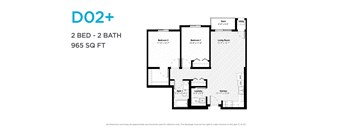 A black and white image of a floor plan for a DO2+ apartment.