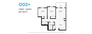 2 Bedroom 1 Bath