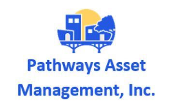 A logo for Pathways Asset Management, Inc. featuring a sun and buildings.