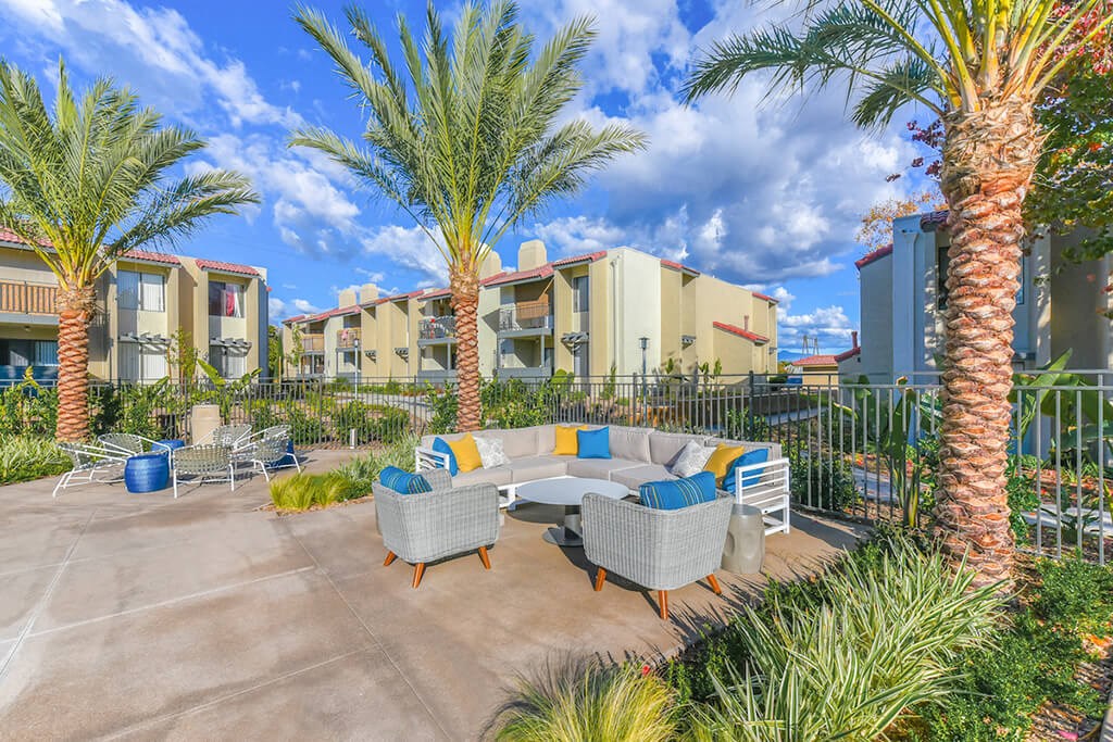 Outdoor lounge at Santee Villas, California