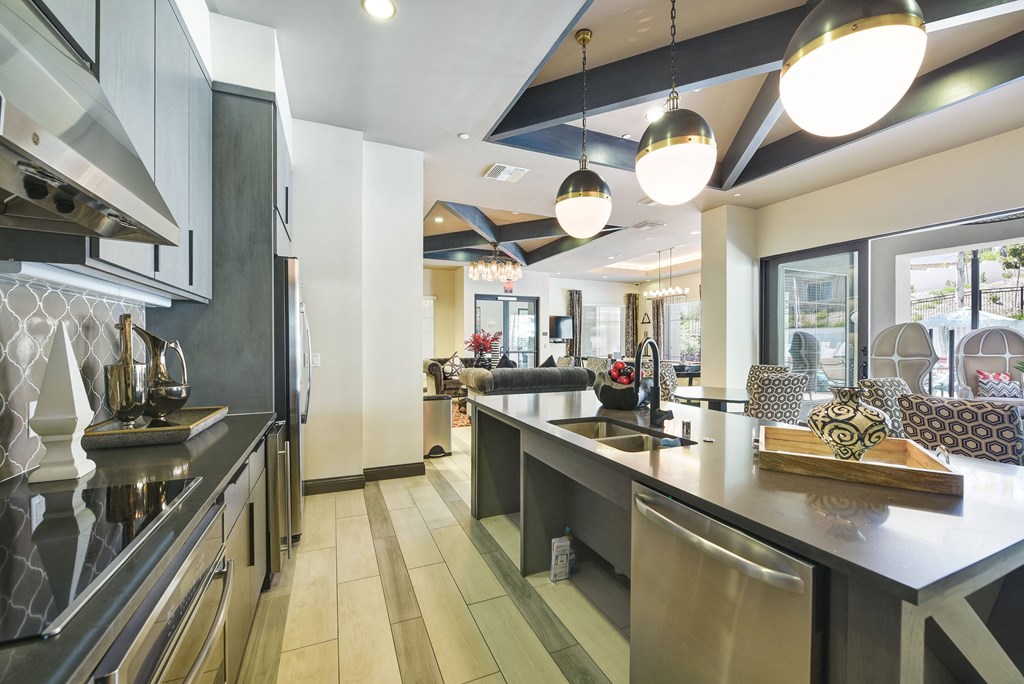 clubhouse kitchen at Seta Apartments