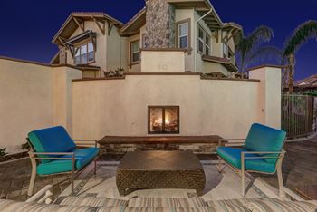 Patio with fireplace at Avino in San Diego, CA 92130