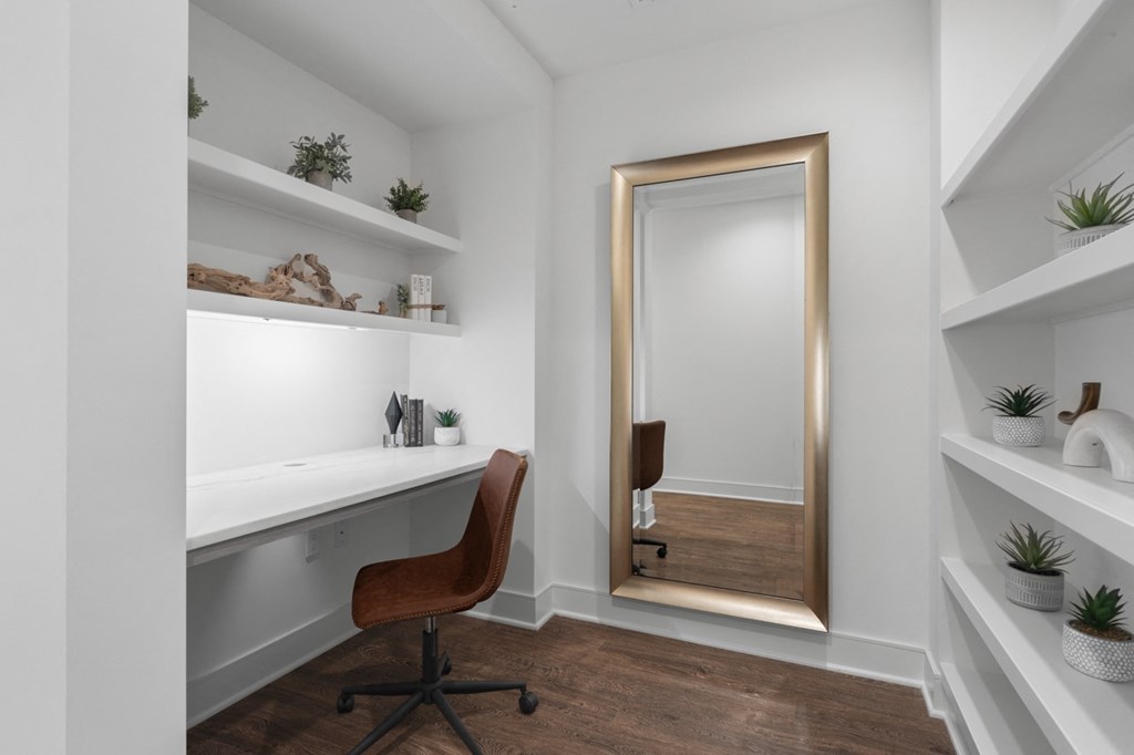 a doorway into a home office with a desk and chair  at Stanza Little Italy, San Diego, CA