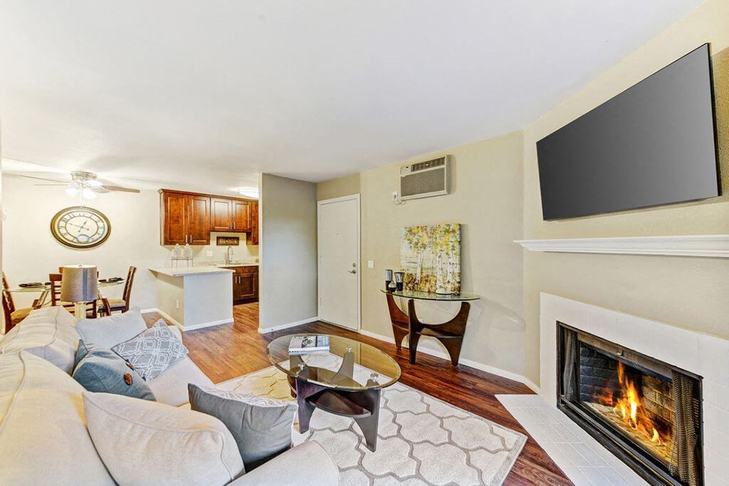 Living Room with TV at Santee Villas, Santee, CA, 92071