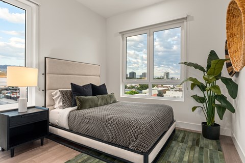 white bedroom with window