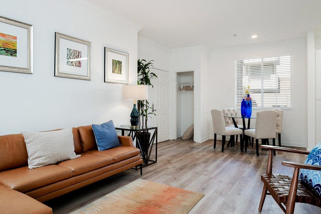 Wood Floor Living Room at The Missions at Rio Vista, San Diego