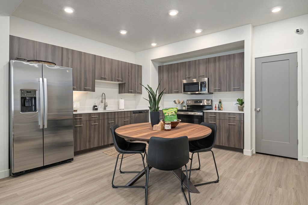 Kitchen with stainless steel appliances
