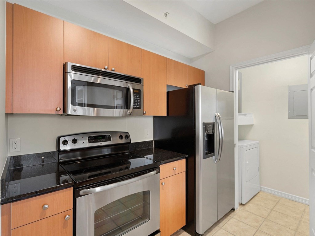 Kitchen with stainless steel appliances
