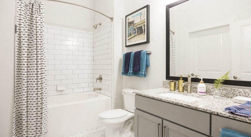 a bathroom with a sink and a toilet and a bath tub