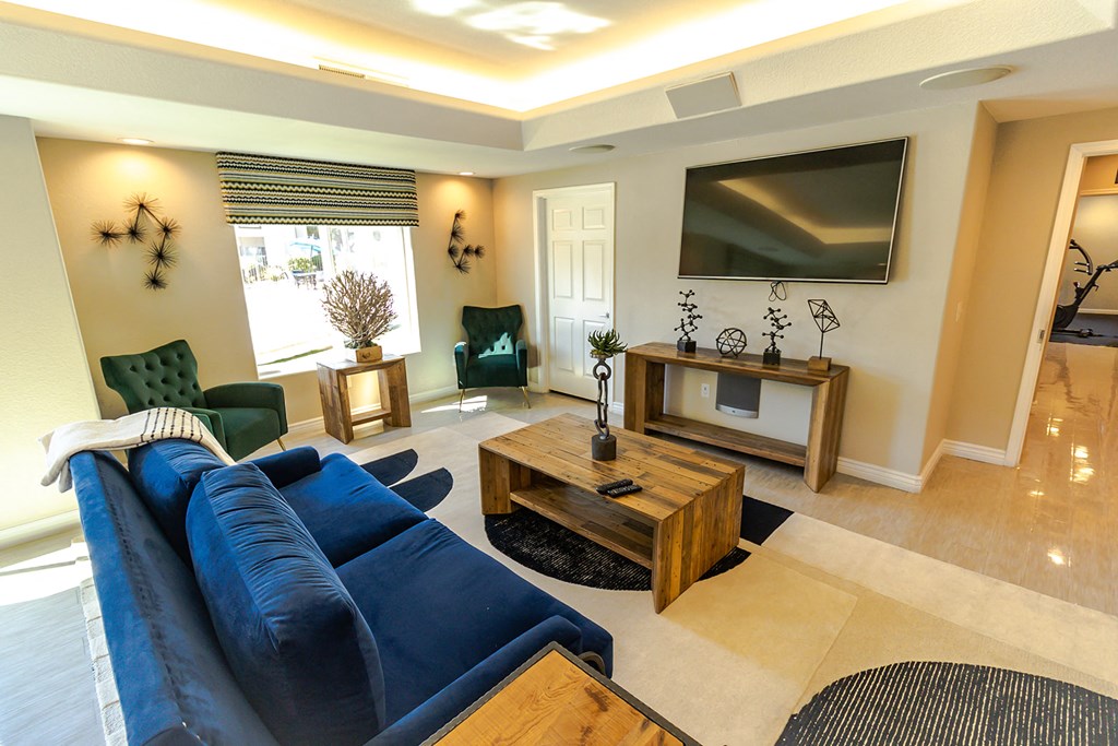 a living room with a couch and a coffee table