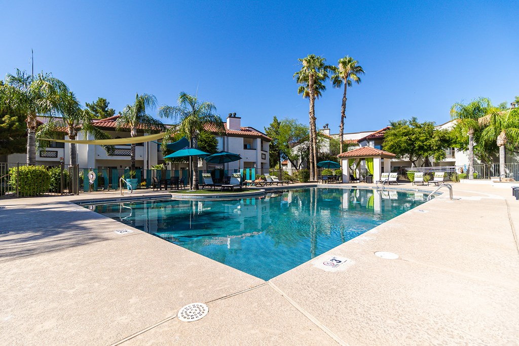 take a dip in the resort style pool