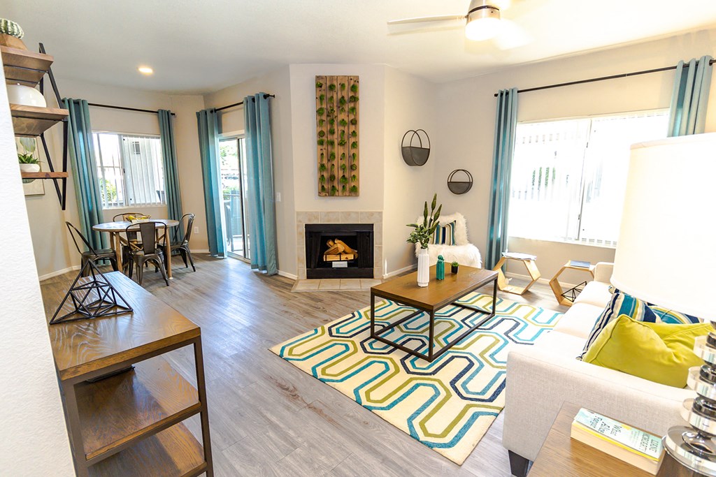 the living room at the enclave at woodbridge apartments in sugar land, tx