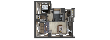 a rendering of a 3d floor plan of a house