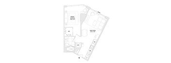 A floor plan of a one bedroom