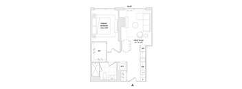 A floor plan of a one bedroom