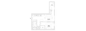 A floor plan of a one bedroom