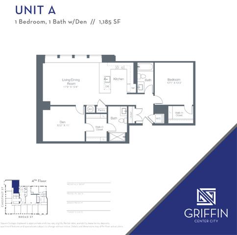 1 Bedroom 1 Bath Den A