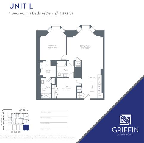 1 Bedroom 1 Bath Den L