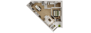 a floor plan of a house with a bedroom and a living room