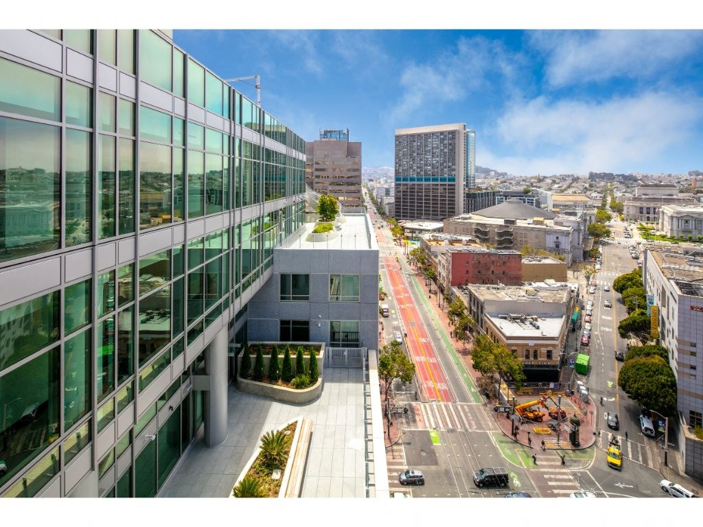 a view of the city of san francisco from the top of a skyscraper