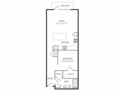 a floor plan of a 1 bedroom apartment