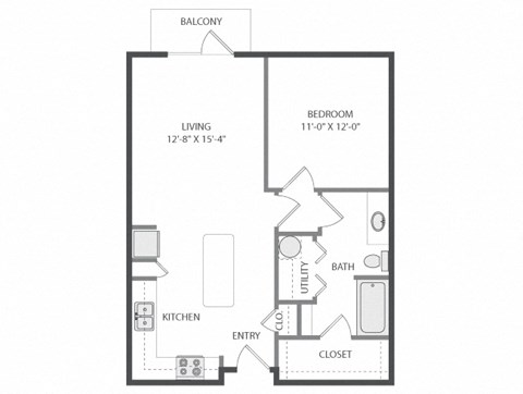 a floor plan of a 1 bedroom apartment