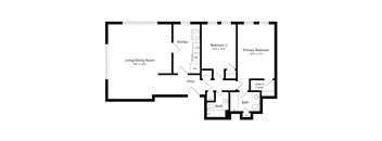 A black and white image of a floor plan for a home.
