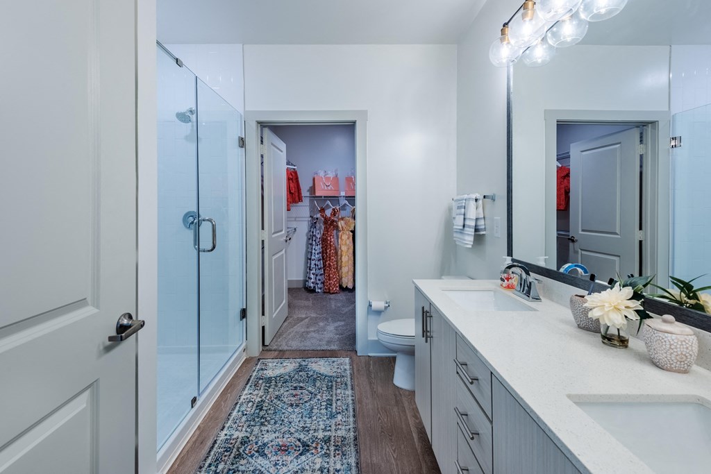 Spacious bathroom with dual sinks