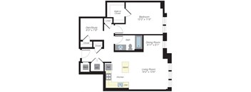888 sq ft floorplan