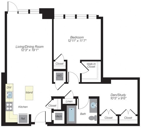 907 sq ft floorplan