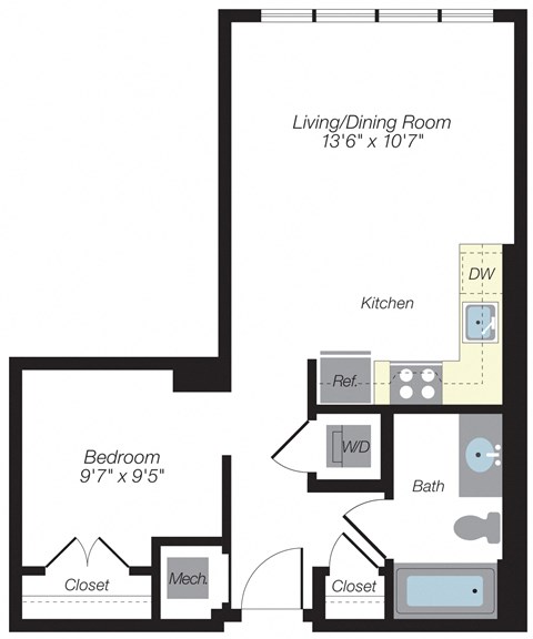 537 sq ft floorplan