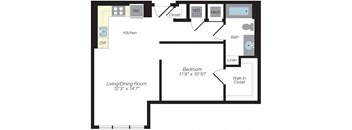 644 sq ft floorplan