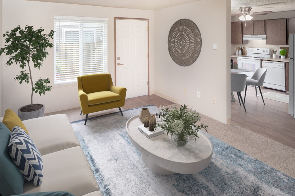 Living Room With Kitchen at Veri at Timberhill, Corvallis, OR