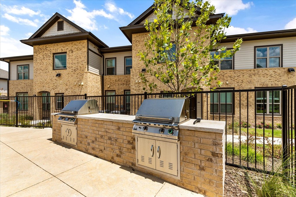 outdoor grilling and gathering areas