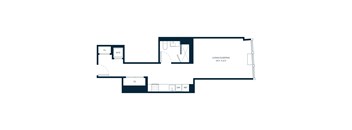 A floor plan of a living/sleeping area that is 15.7 x 11.7.