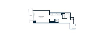 A floor plan of a living and sleeping area.