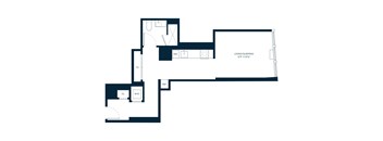 A floor plan of a living and sleeping area.