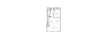 the 443 floor plan of a town house with a garage