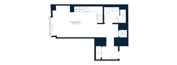 A floor plan of a living/sleeping area that is 18'10" x 12'.