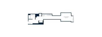 A floor plan of a living/sleeping area that is 12'1" x 10'.