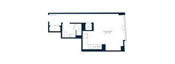 A floor plan of a living/sleeping area that is 10.5' x 15.8'.