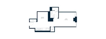 A floor plan of a house with a living room, bedrooms, and bathrooms.