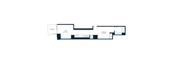 A floor plan of a house with a living room, dining room, and two bedrooms.