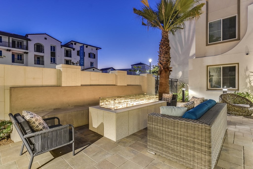 Outdoor Lounge with Fire Pit at Sola, San Diego