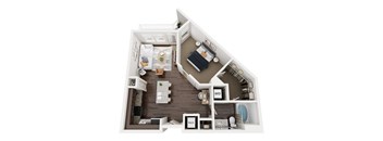 a 3d floor plan of a bedroom with a bathroom