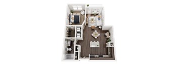 a 1 bedroom floor plan with a bathroom and a living room