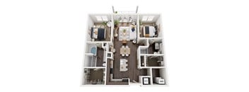 a 3 bedroom floor plan with a bathroom and a living room