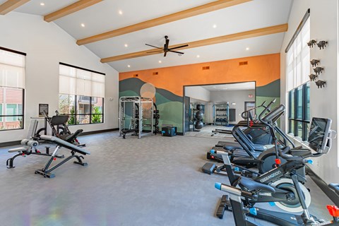 Resident gym at Firestone Junction new apartments in Northern Colorado.