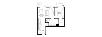A black and white image of a floor plan for a home.