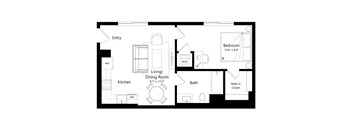 A black and white image of a floor plan for a home.